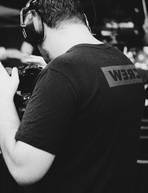 Sound man inspecting
